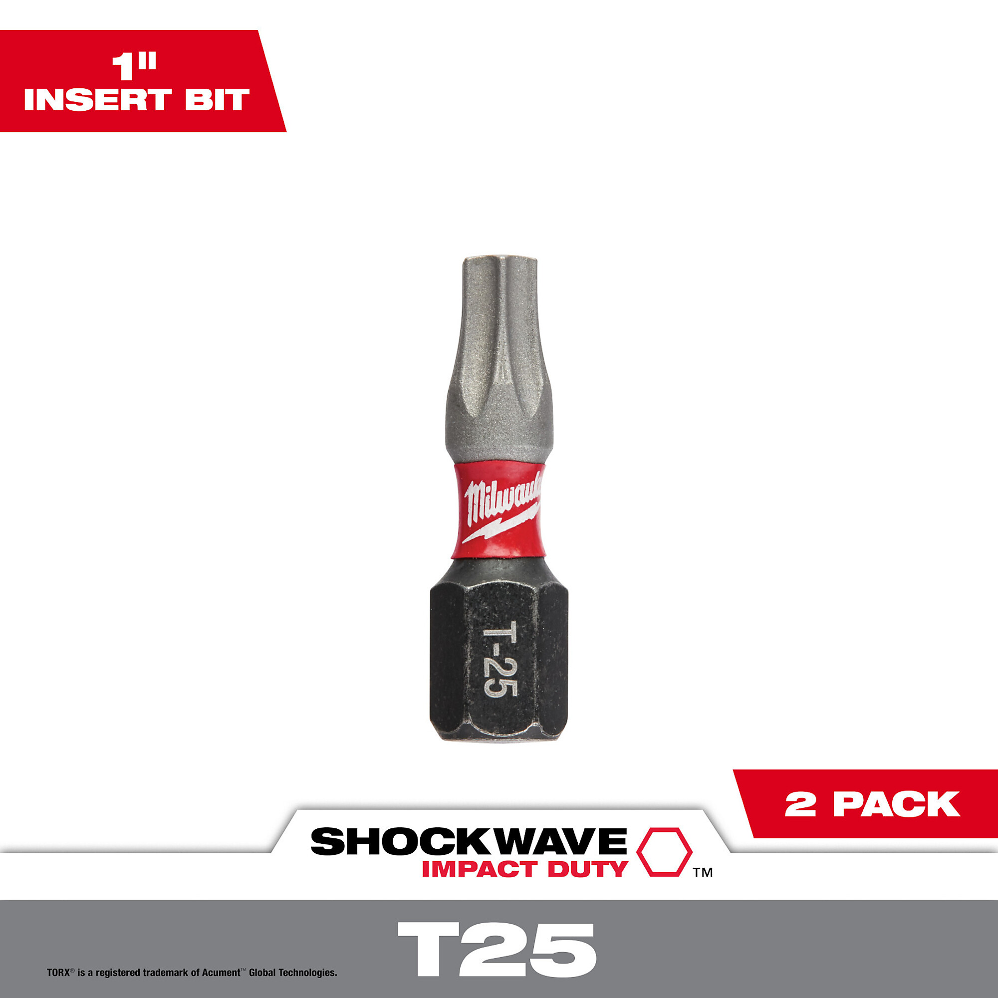 Milwaukee Shockwave Impact Duty Driver Bits, 2-Pack, 1in., Torx T25, Model# 48-32-4436